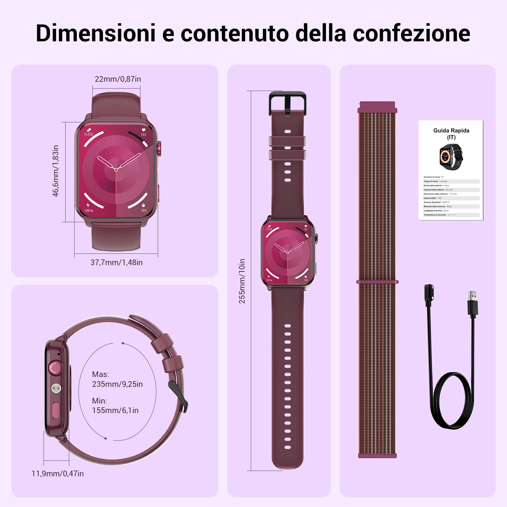 Reloj Inteligente Mujer,Smartwatch Mujer con Linterna,2 Correas,Diseño Fino | 1.91" Smartwatch con Llamadas Bluetooth, Smart Watch con Podómetro,Pulsómetro, Sueño, IP68 Pulsera Actividad para Android iOS