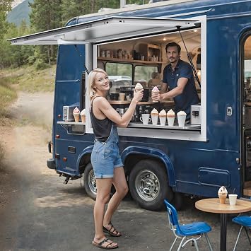 Concession Window,Dining Car Sales Window,With 2 Pneumatic Rods,Aluminum Alloy Frame,Opening up to 85°,Suitable for Concession Stands, Catering Trucks,Glass Not Included,36 * 36in