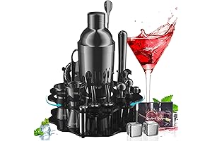Ultimate 19-Piece Stainless Steel Black Bar Set: The Ultimate Home Bartending Experience!