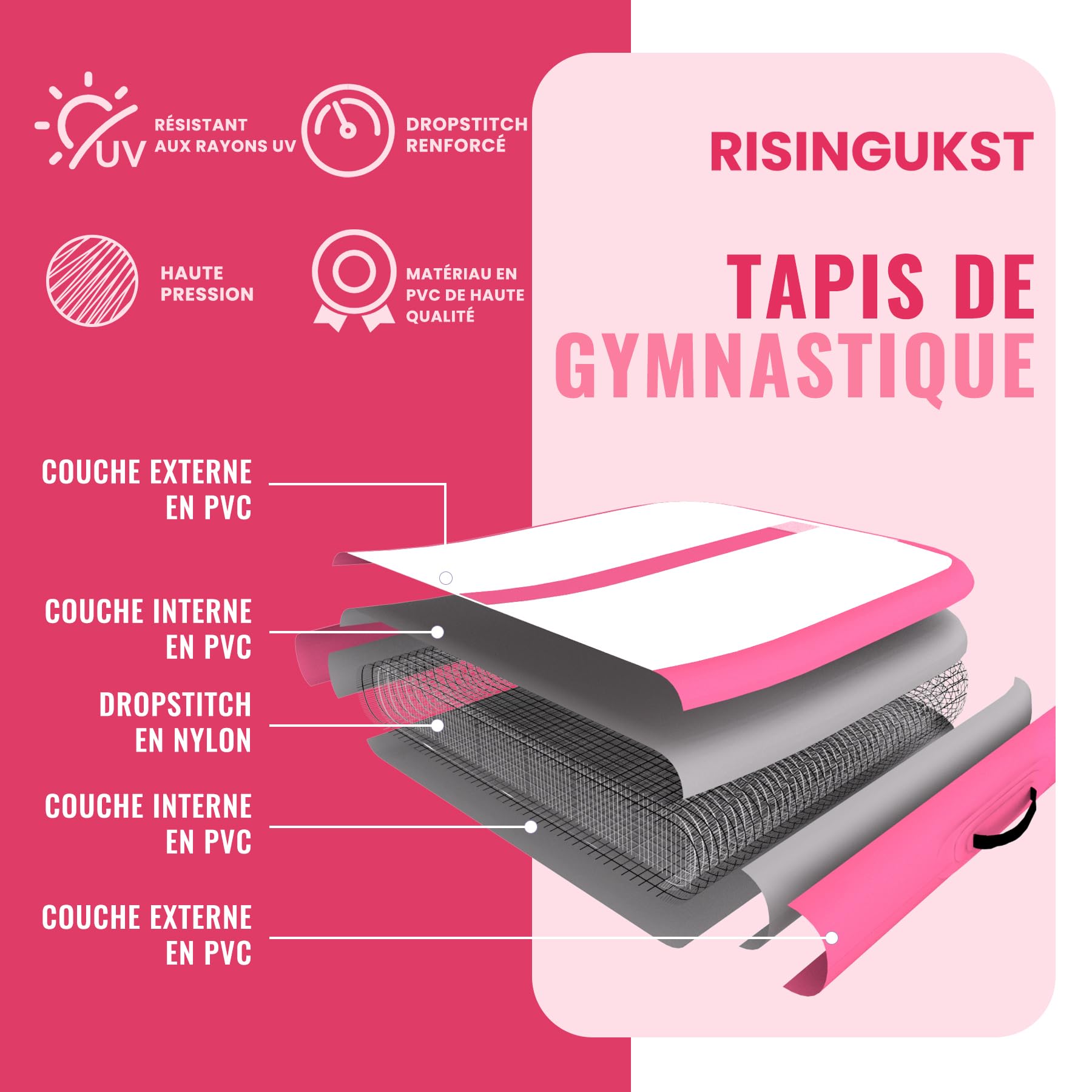 Air Met Track - Colchoneta de gimnasia artística 2m/3m/4m/5m/6m Colchoneta inflable para gimnasia 10/15/20cm deportiva con bomba para ejercicio/yoga/gimnasio — view 4