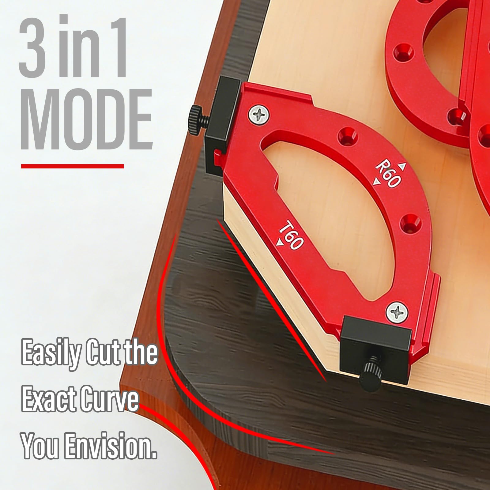 7 mascherine per raggio angolare per router, in lega di alluminio, 3 in 1, modelli R10, R15, R20, R25, R30, R35, R40, R50, R60, T10, T20, T30, T35, T40, T50, T60, da utilizzare con router Tavolo