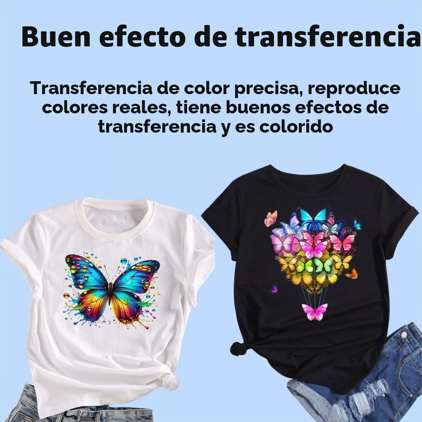Película de Transferencia DTF, 33 cm x 100 m Papel Transfer DTF Transparente Una Cara Mate Pretratamiento Impermeable Papel de Transferencia de Calor Pet para Camisetas Ropa Textil