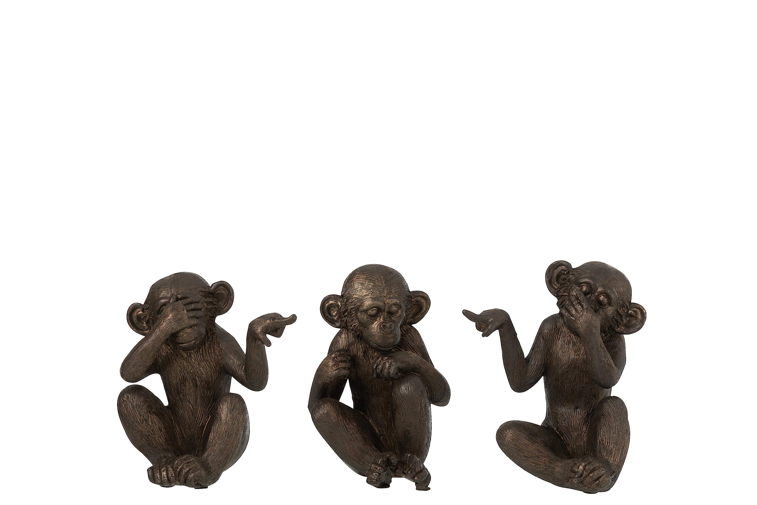 Figurine singe de sagesse J-Line en polyrésine marron - Statuette déco