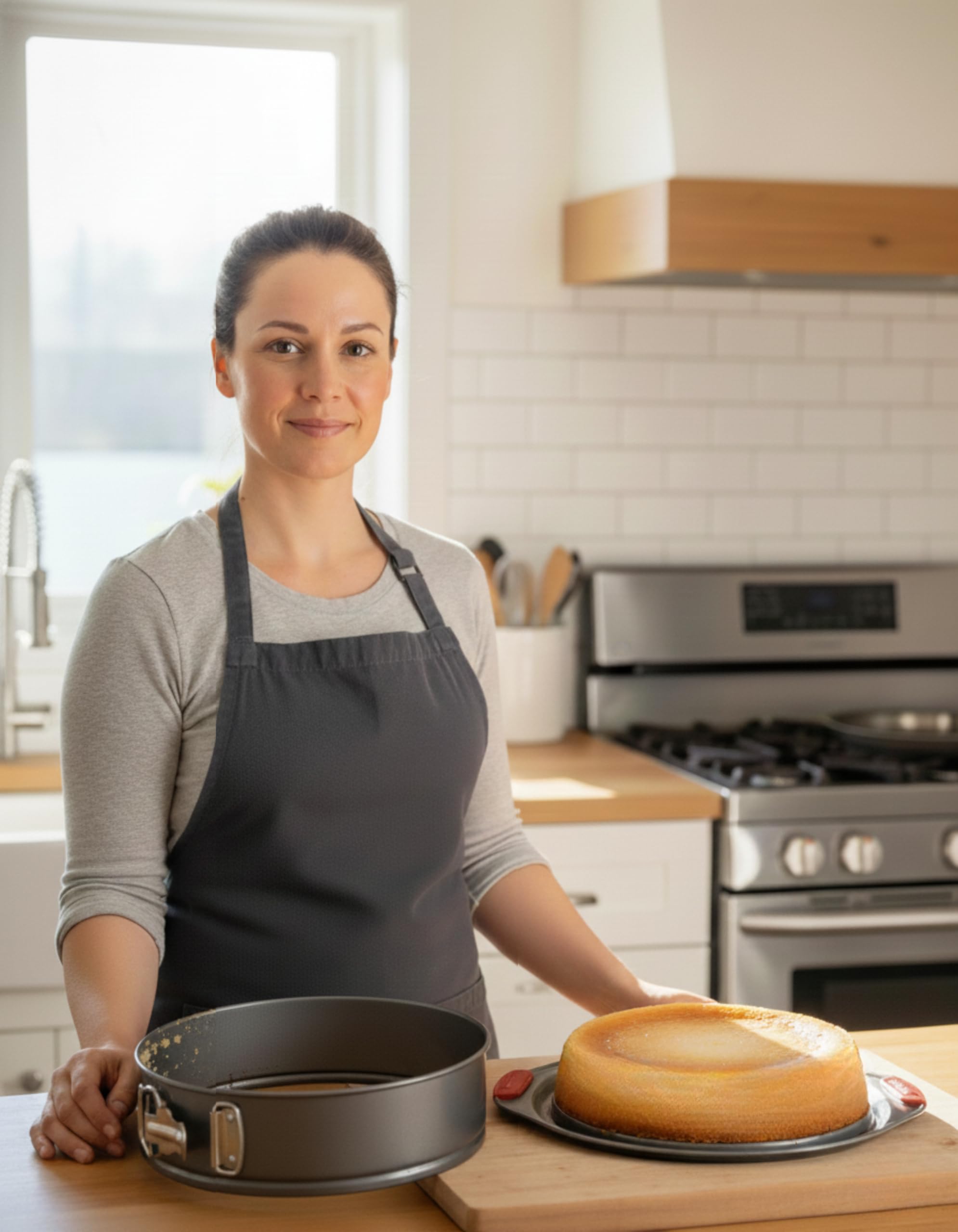 antiadhésif Moule à charnière par Boxiki de cuisine | 2 en 1 Cheesecake Poêles à ressort Forme et moule à cake Bague | LeakProof gâteau casseroles avec poignée en silicone Supports