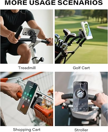 Miniatura 6 de OQTIQ Soporte para teléfono para bicicleta estática Peloton, abrazadera de alta resistencia y soporte magnético fuerte para teléfono 17 N54 para