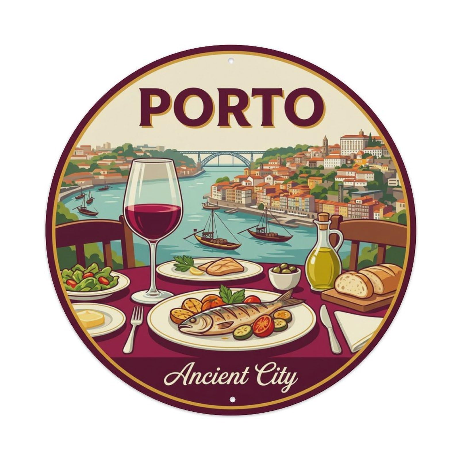 Metal Tin Sign Vintage Travel Oporto Portugal