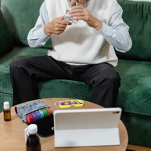 Miniatura 9 de BVYA Estuche organizador de píldoras, pastillero de viaje semanal recordatorio de medicamentos, para 4 veces al día, 7 días a la semana, incluye