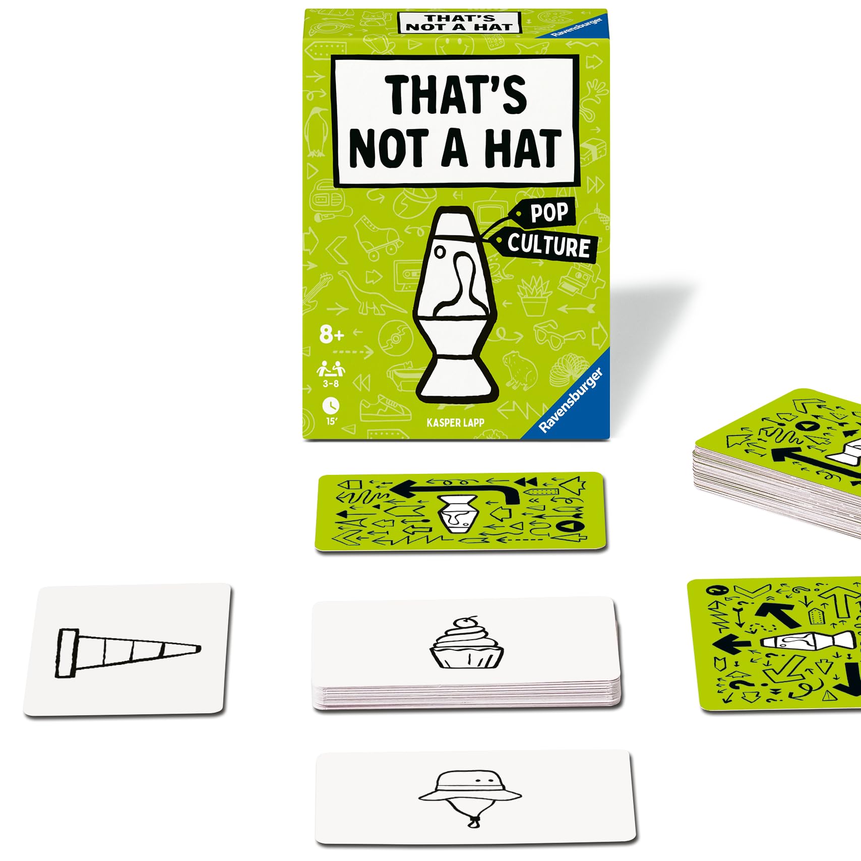 Ravensburger - 22589 - That's not a hat - Pop Culture - Partyspiel, Kartenspiel für 3-8 Personen, lustige Unterhaltung ab 8 Jahren