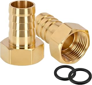 Hose Nozzle Ig G3/4" (DN20, Ø 24 mm) x 19 mm Tulle, 2 pieces, Brass | Hose connection with rubber seal, 19 mm hooks x G3/4 inch IG, hose connector for pipe connection