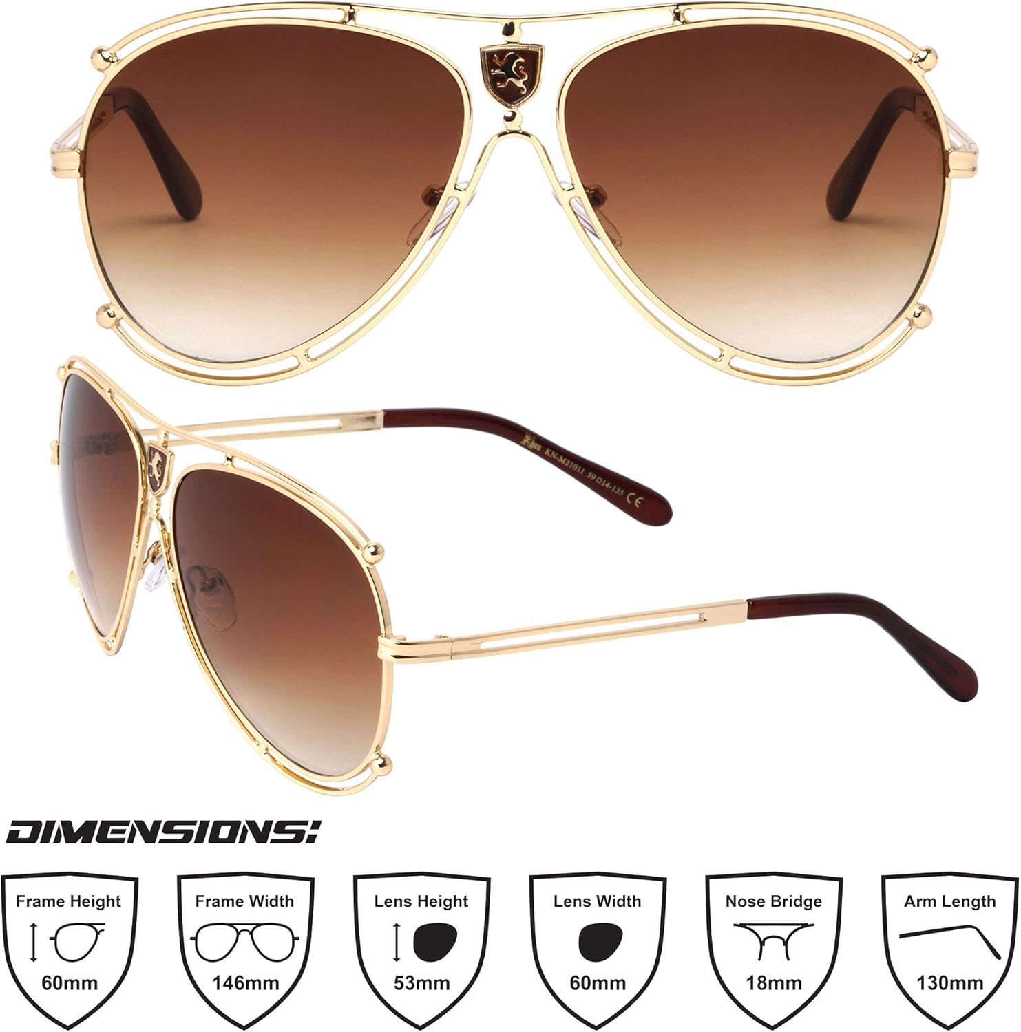 Khan Sprocket - Metal Bracket Wire Frame Driving Aviator Sunglasses