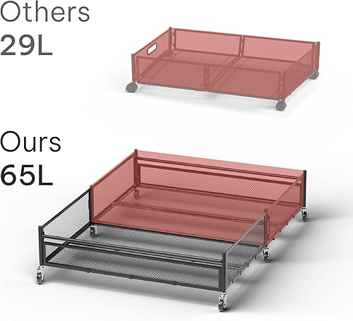 Miniatura 2 de Almacenamiento debajo de la cama con ruedas  Papelera con marco de metal XXL de 65 litros y organizador de zapatos, contenedor grande de 31.5 x 23.6