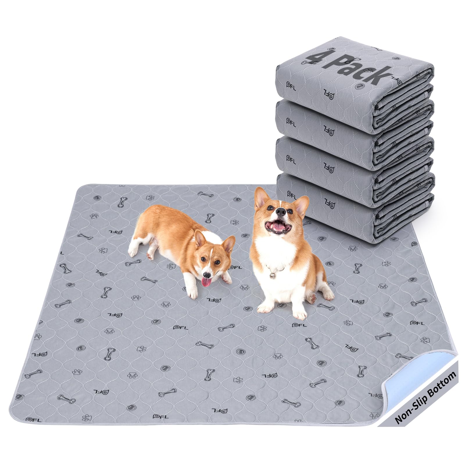 Almohadillas lavables para orina para perros, paquete de 4 almohadillas lavables con parte inferior antideslizante, almohadillas absorbentes y reutilizables para proteger el suelo, funda de sofá