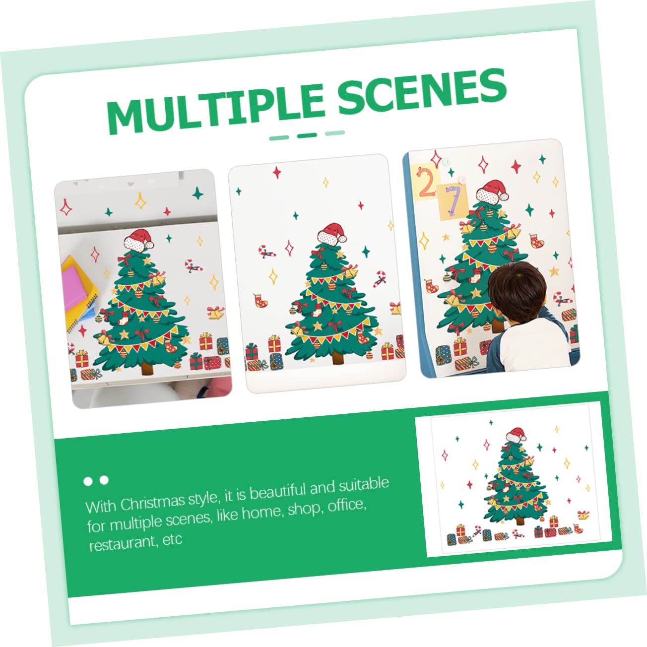 HOMSFOU 4 Set Di Decorazioni Per Albero Di Natale Mini Adesivi Per Finestre A Forma Di Albero Di Natale Decorazioni Natalizie 2 Fogli * 4
