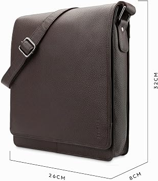 LEABAGS London Leather Shoulder Bag I Laptop Bag up to 13 inches I Messenger Bag Made of Genuine Buffalo Leather in Vintage Look I Shoulder Bag I Work Bag I 26 x 8 x 31 cm