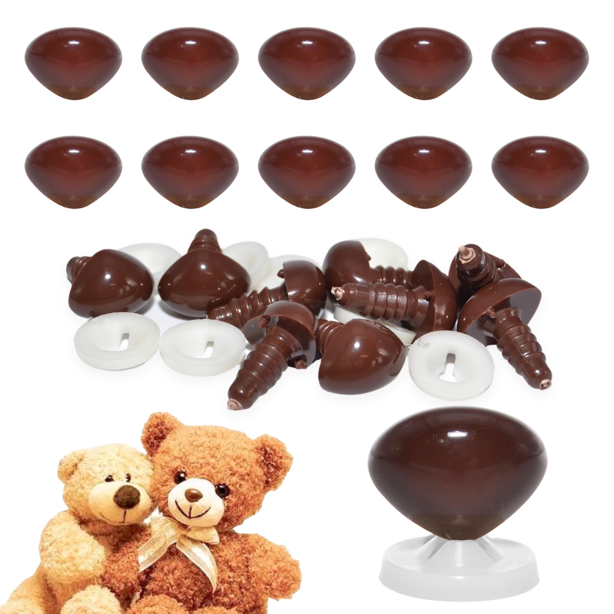celloexpress 9mm x 6mm Brown Triangle Noses Plastic Backs (Pack of 10) — image 1