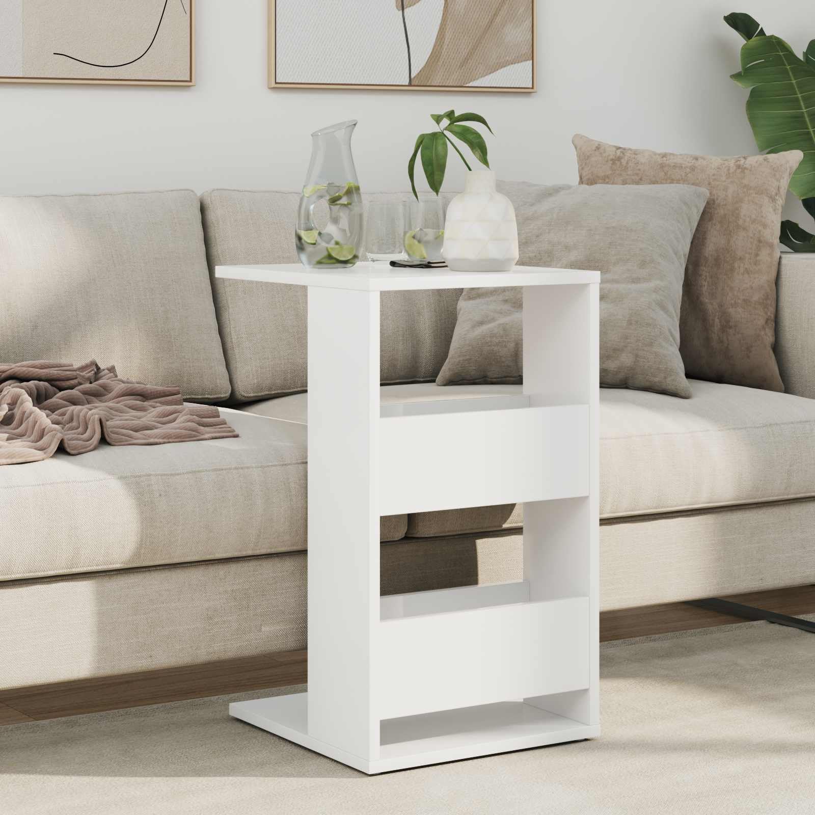 Table d appoint Blanc 40 x 35 x 60 5 cm Bois ingénierie Moderne rectangulaire Petite Table Basse d appoint pour Salon canapé Fauteuil intérieur Design Contemporain