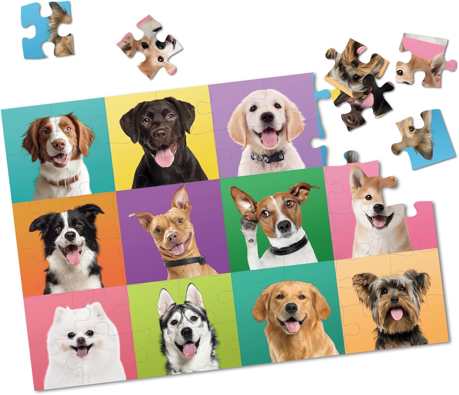 Jumbo Floor Puzzle for Toddlers, 48 Piece Puzzle Educational for Kids, 3 x 2 Feet Gaint Toy (Puppies)