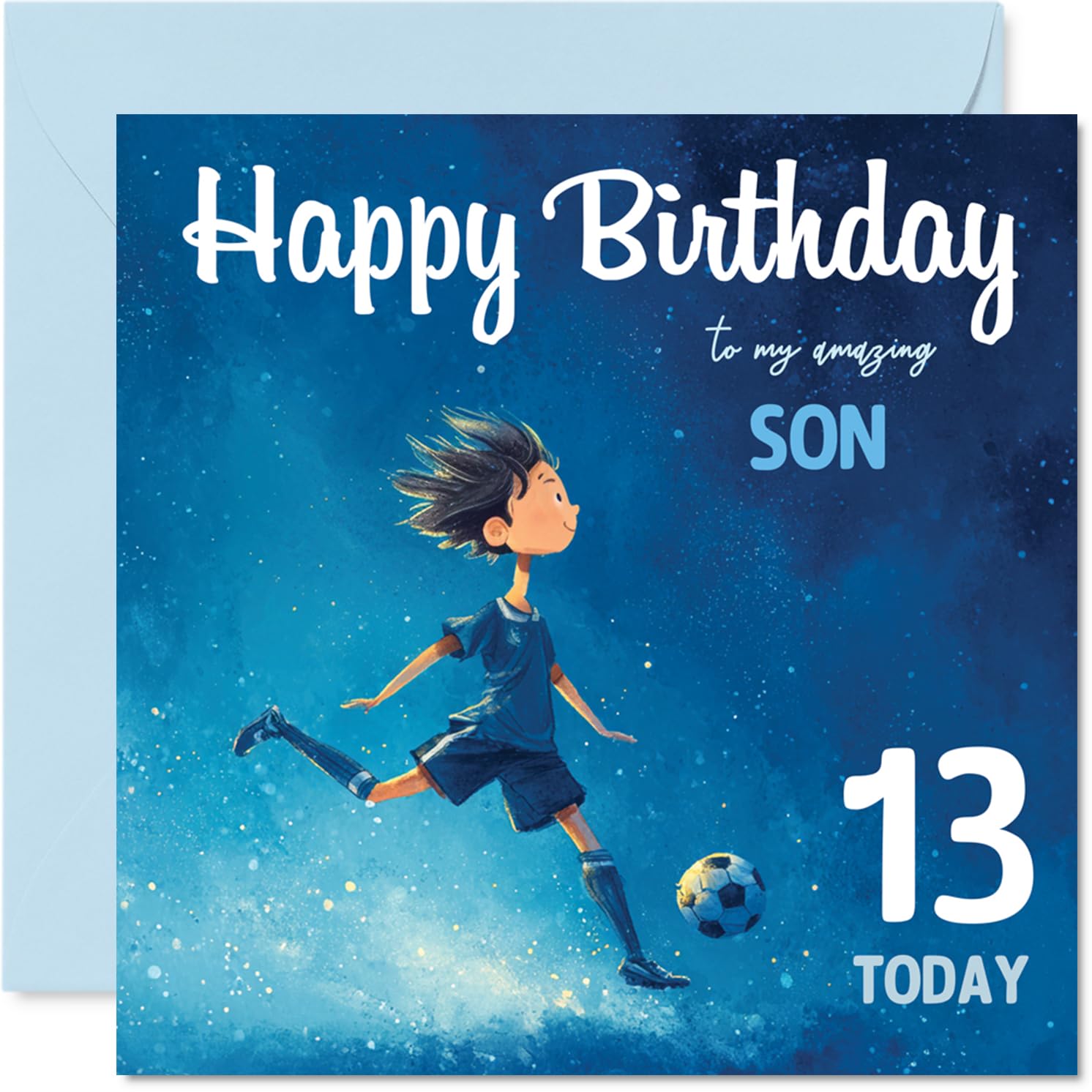 13th Birthday Cards for Boys - Football Boy - Happy Birthday Card for 13 Year Old Boy Great Nephew Brother Grandson Cousin, 145mm Bday Greeting Cards