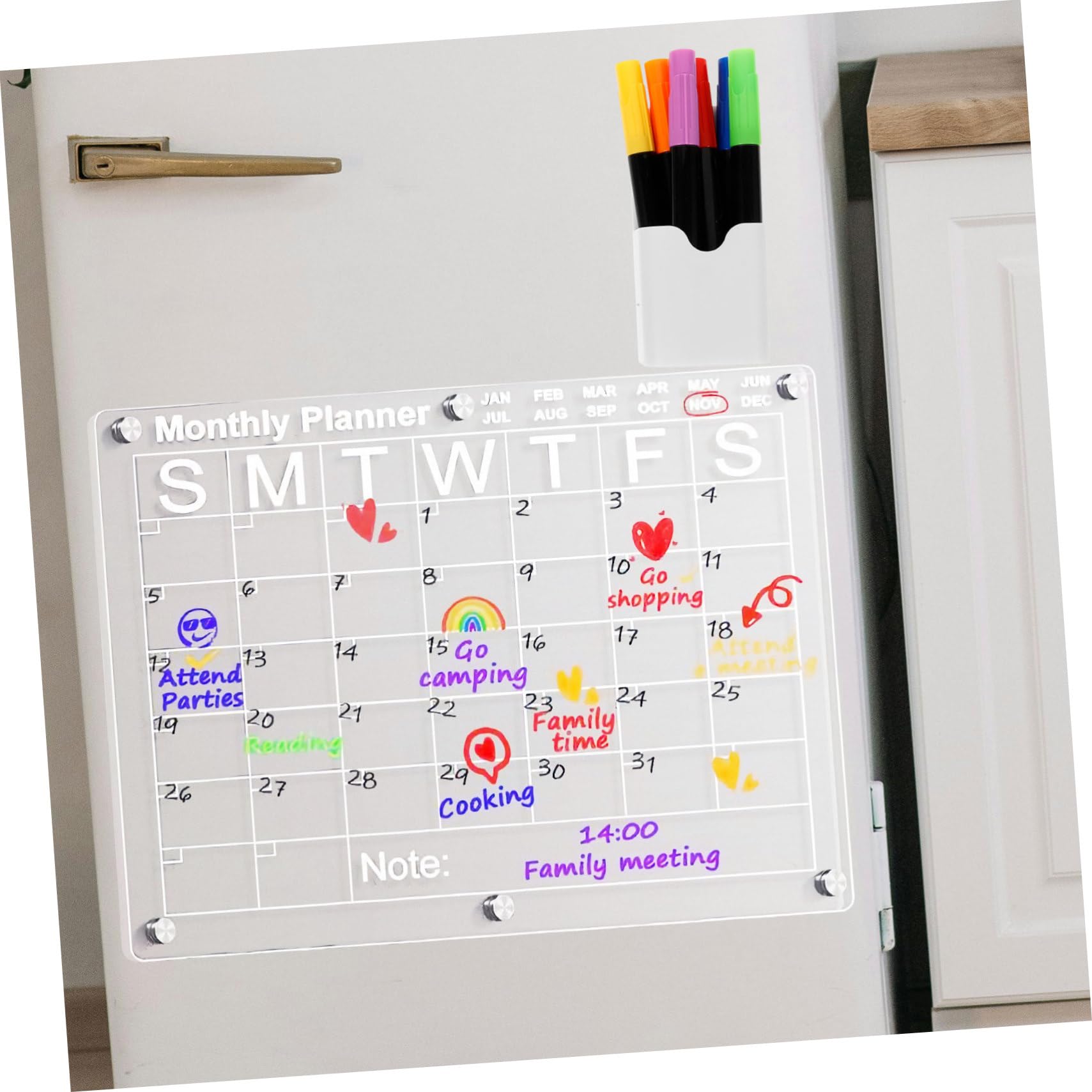MAGICLULU Calendrier Magnétique Acrylique Pour Réfrigérateur Tableau Effaçable à Sec Calendrier Mensuel Transparent