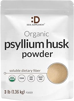 DEAL SUPPLEMENT Organic Psyllium Husk Powder, 3lbs 48oz Unflavored Plant Based Soluble Dietary Fiber Gut & Digestion Health Great for Baking & Cooking Keto Friendly, Gluten Free, Non-GMO
