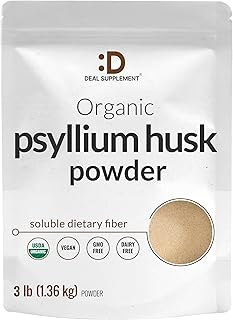 DEAL SUPPLEMENT Organic Psyllium Husk Powder, 3lbs (48oz) – Unflavored P...