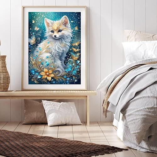 Miniatura 5 de Kits de pintura de diamantes de zorro para adultos, kits de arte de diamantes de animales para adultos, kits de arte de gemas para adultos para