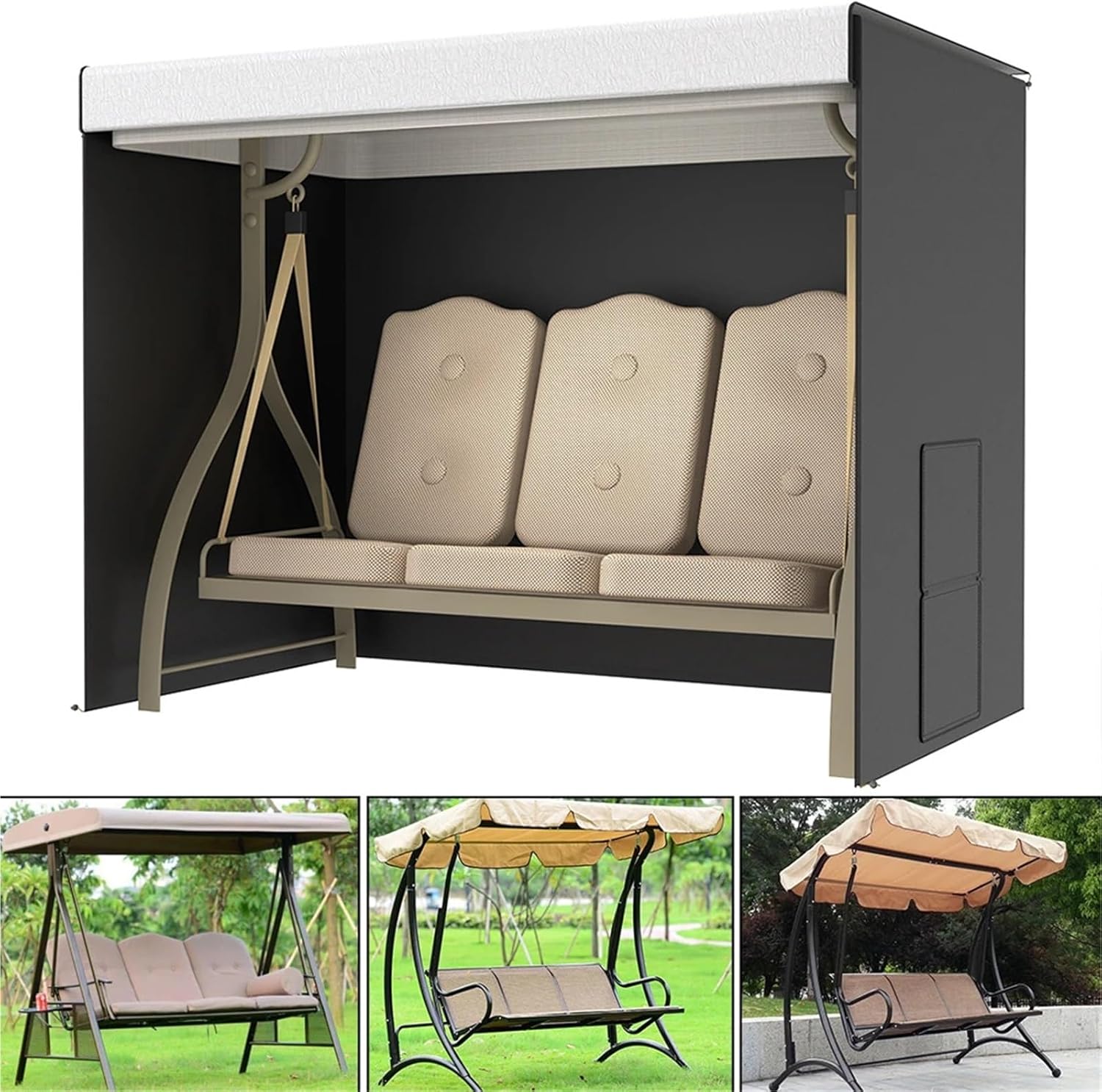 Swing Seat Cover Swing Seat Cover Waterproof 210D Oxford Cloth Swing Hammock Cover Windproof Furniture Protective Cover Garden Waterproof