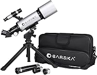 Vista 1 de BARSKA Starwatcher telescopio refractor de 400 x 70 mm con trípode de mesa y funda de transporte
