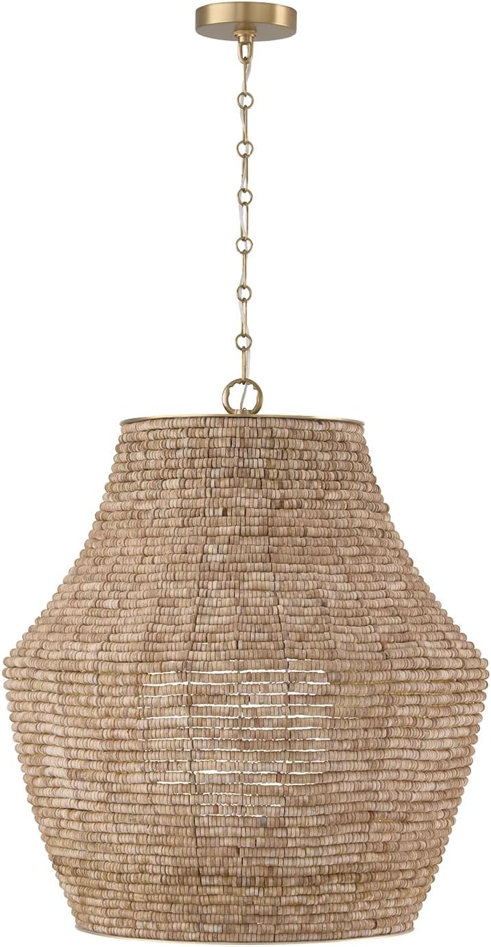 Capital Lighting 359713LFB Morada Transitional White Glass Globe Pendant Lighting, 1-Light 100 Watt, 27" H x 24" W, Light Fawn and Matte Brass