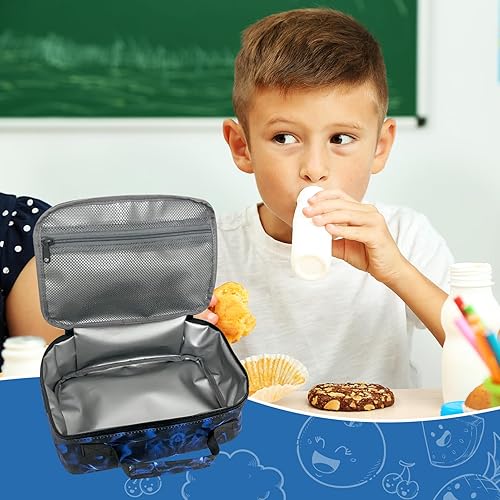 Miniatura 6 de Lonchera para niños y niñas, lonchera aislada, reutilizable, refrigerante, para niños pequeños, escuela, guardería, picnic (pelota de fútbol con