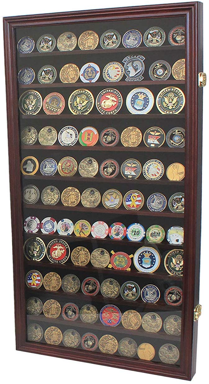 DisplayGifts Military Challenge Coin Display Case Poker Chips Holder