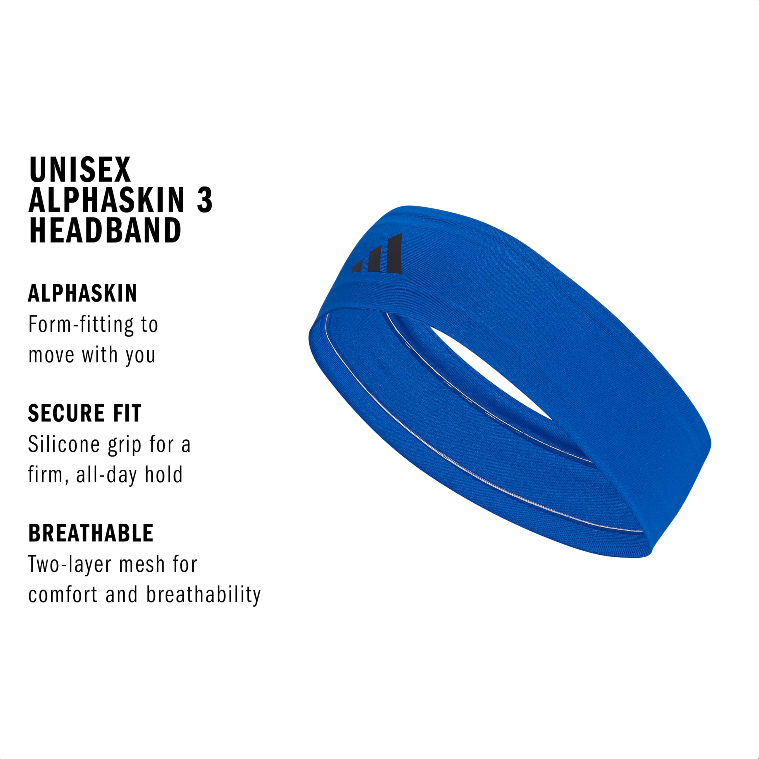 adidas Alphaskin Collegiate Royal Blue/Black/2 Bandeau élastique, Taille Unique