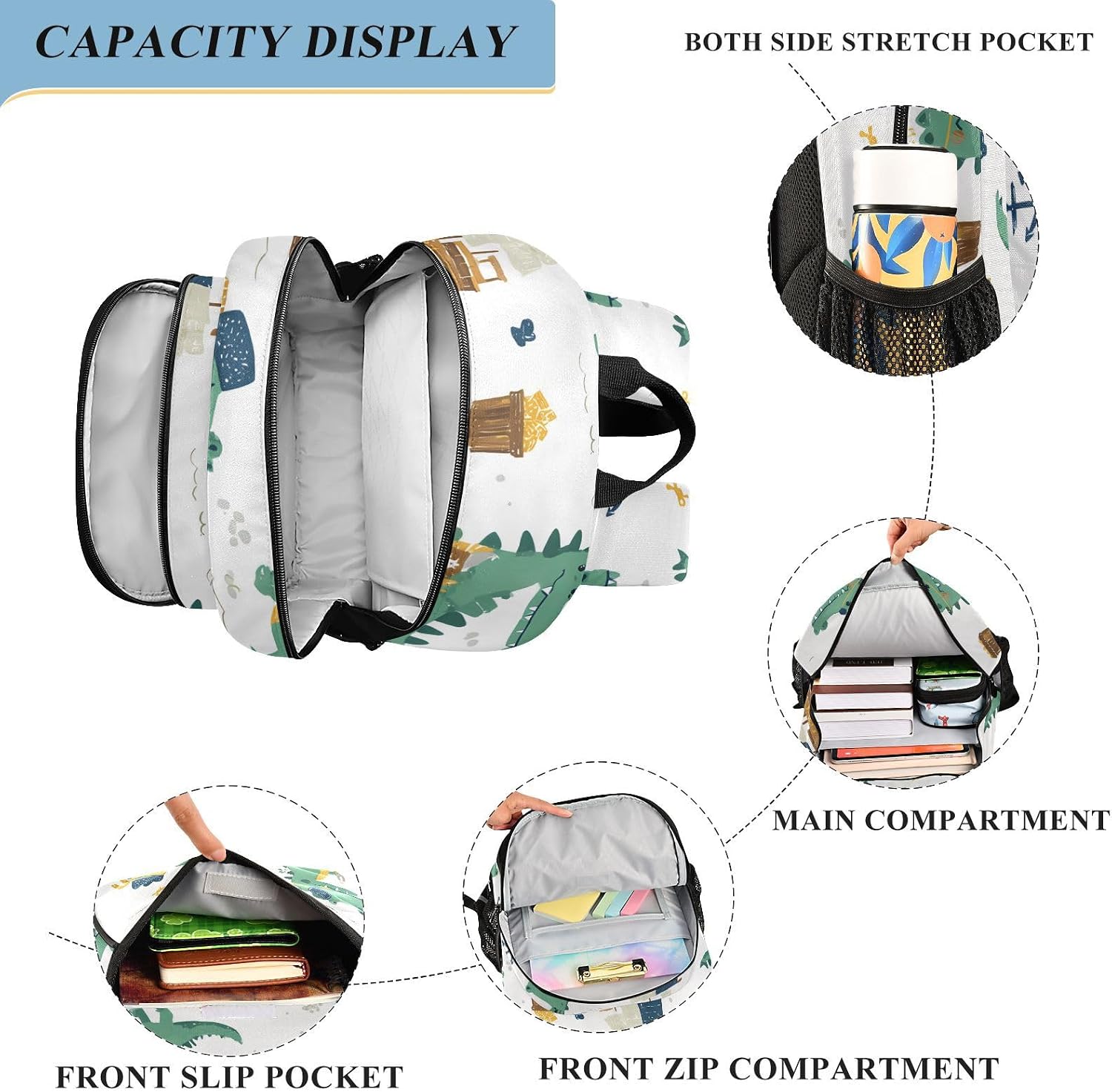 ALAZA Alligator Boat Pattern School Backpacks Travel Laptop Bag Kids Bookbag for Girls Boys Teens Women Men image 4