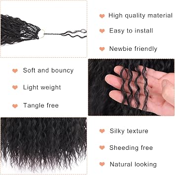 10Inch 8 Packs Pre Looped Brazilian Afro Kinky Crochet Hair Black Micro Curly Braiding Hair Extensions (30Strands/Pack，1B#)