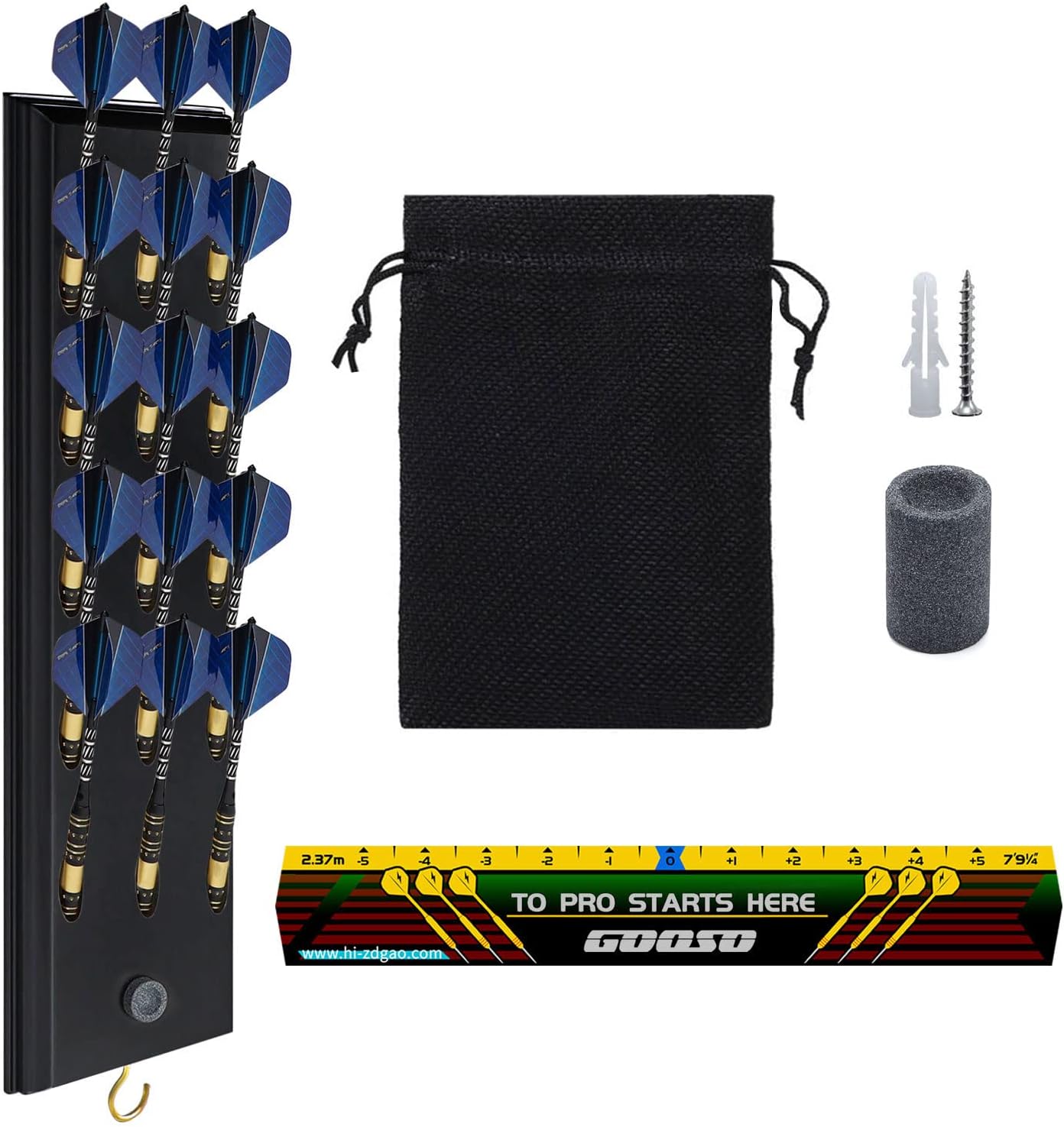 FDLS Wall Mounted Darts Holder Displaying 15pcs Steel Tip or Soft Tip