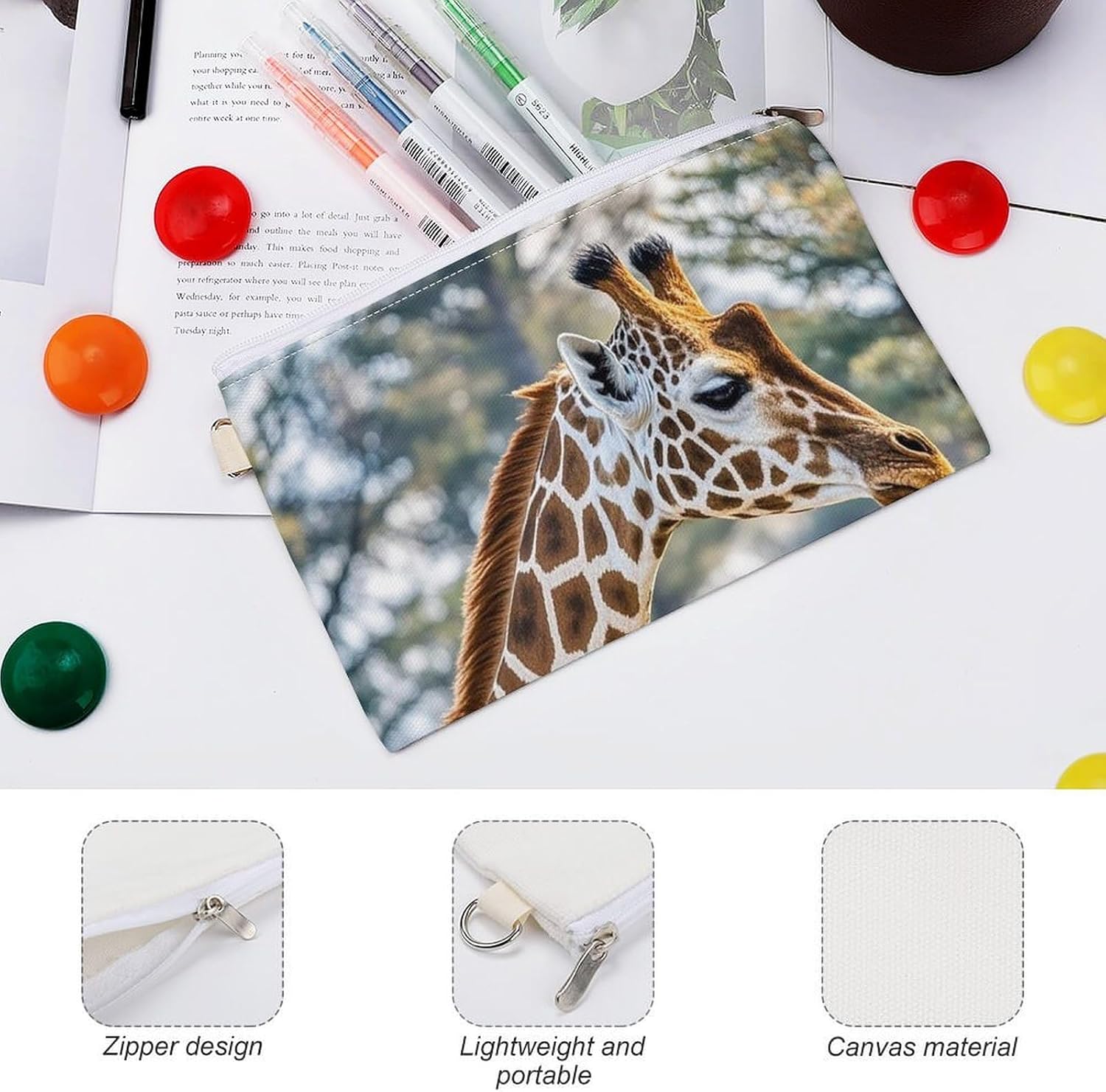 Giraffe High Neck Spot Coin Purse Coin Pouch with Zipper for Men Women Portable Change Wallet Canvas Coin Bag
