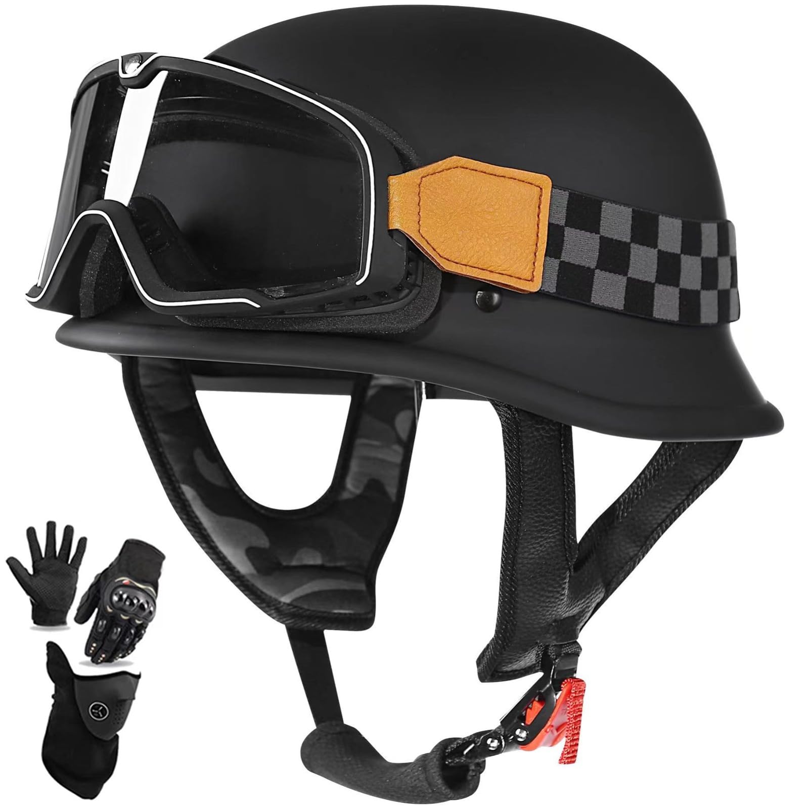 Kask motocyklowy dla dorosłych mężczyzn i kobiet, kask motocrossowy w stylu niemieckim, do połowy czaszki, z homologacją ECE, do skuterów, skuterów, skuterów, skuterów, skuterów, skuterów, skuterów, z