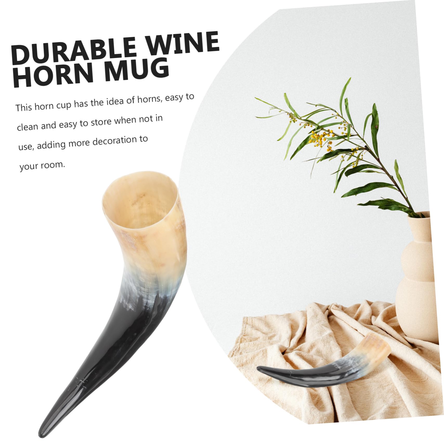 Alipis Boccale in Corno Vichingo per Bere Vino e Birra, Capienza Grande, Realizzato Artigianalmente, Decorativo e Pratico per Casa e Regalo a Famiglia e Amici