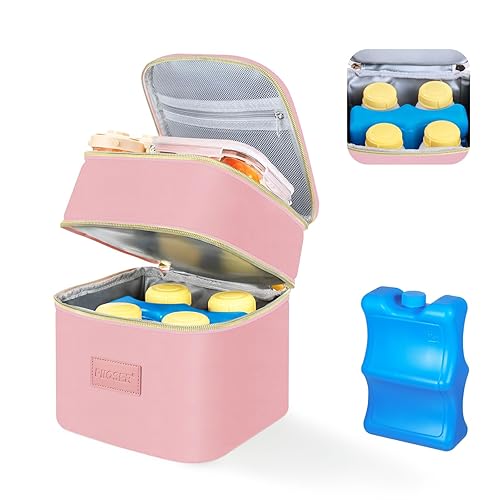 Miniatura 11 de Bolsa de transporte para biberones PIIOSER con paquete de hielo, cabe 4 biberones de hasta 9 onzas, pequeña bolsa térmica aislada para leche materna