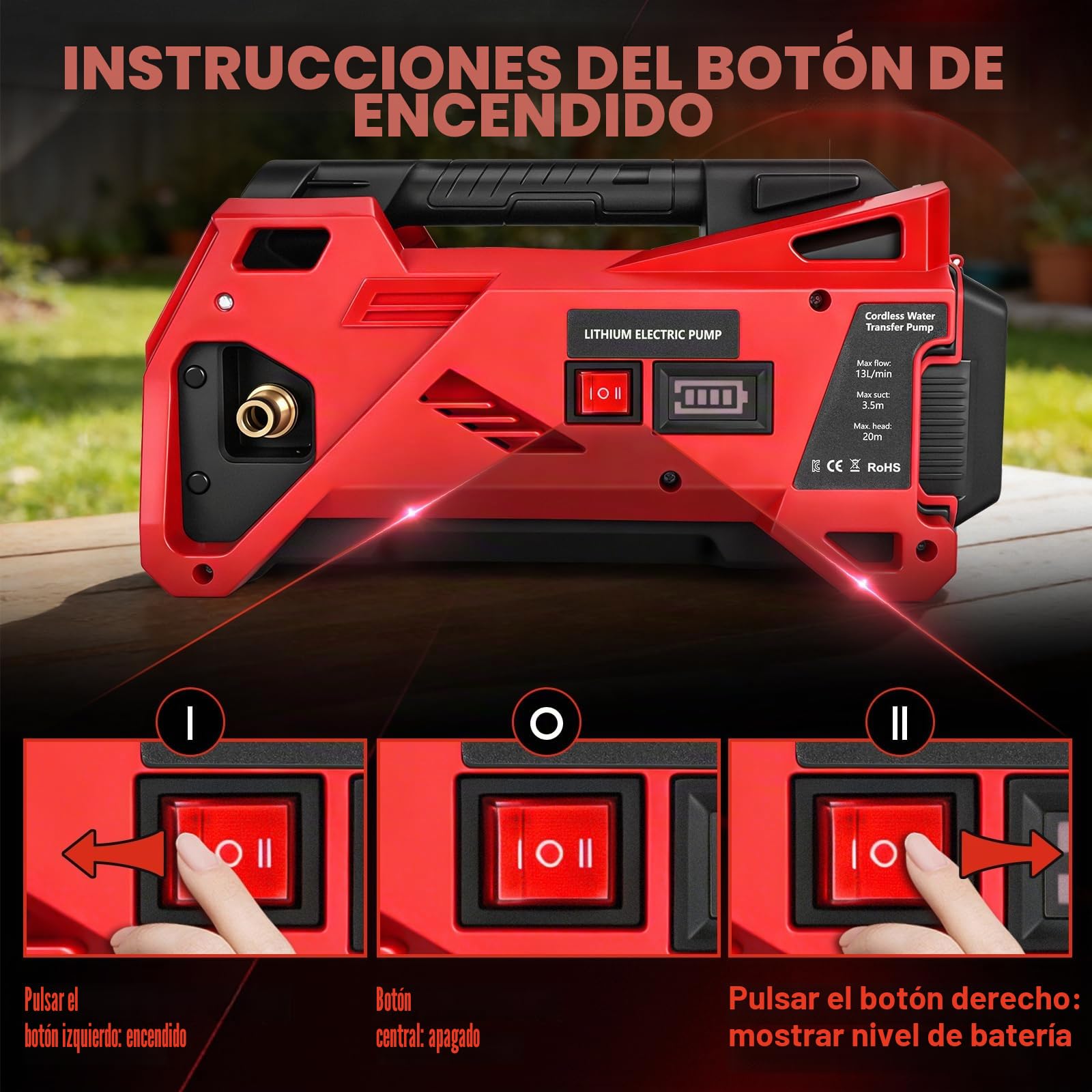 Bomba de agua compatible con batería Milwaukee de 18 V, bomba eléctrica inalámbrica portátil autocebante para casa, piscina, caravana, jardín, jacuzzi, acuario (sin batería)