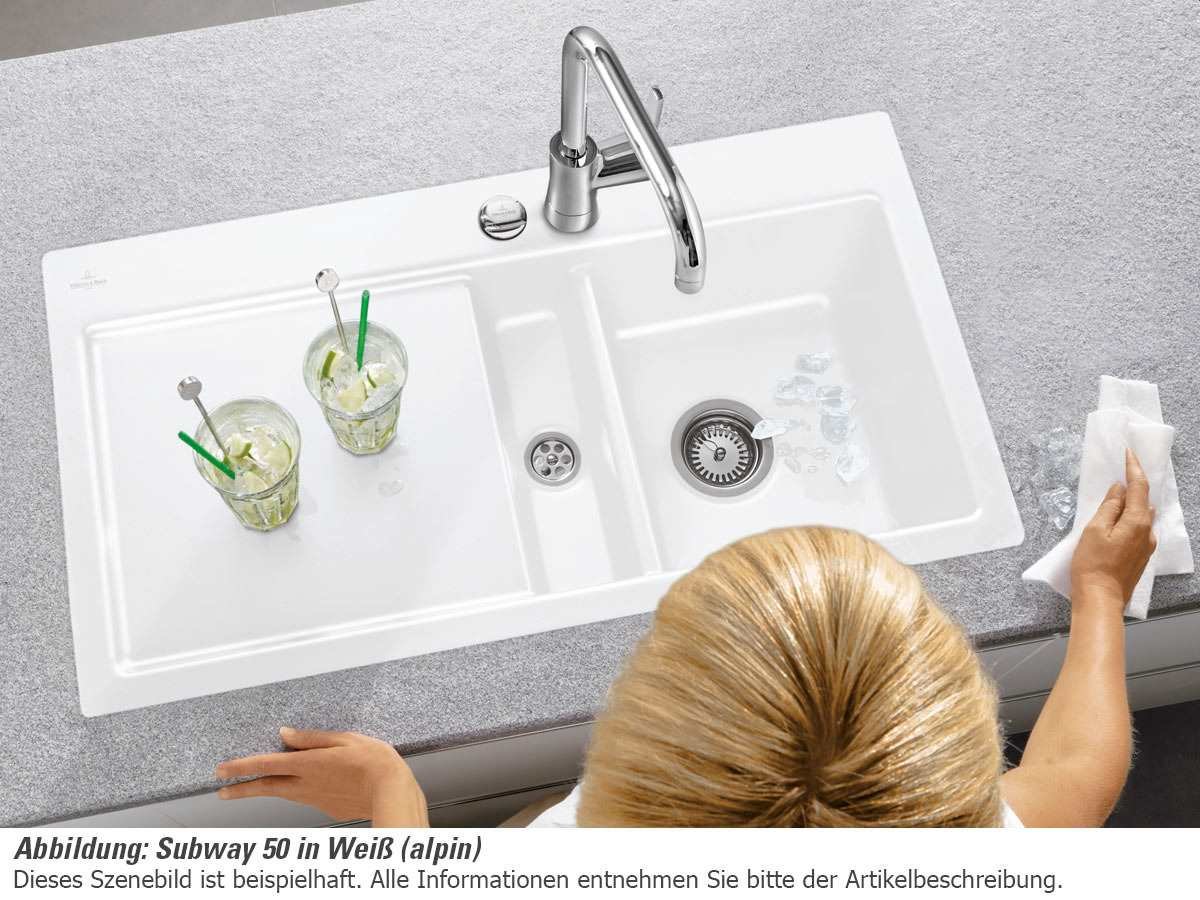 Villeroy & Boch Subway 50 S Spüle – Stone White (matt), Keramik, Handbetätigung, Für Unterschränke Ab 50 Cm