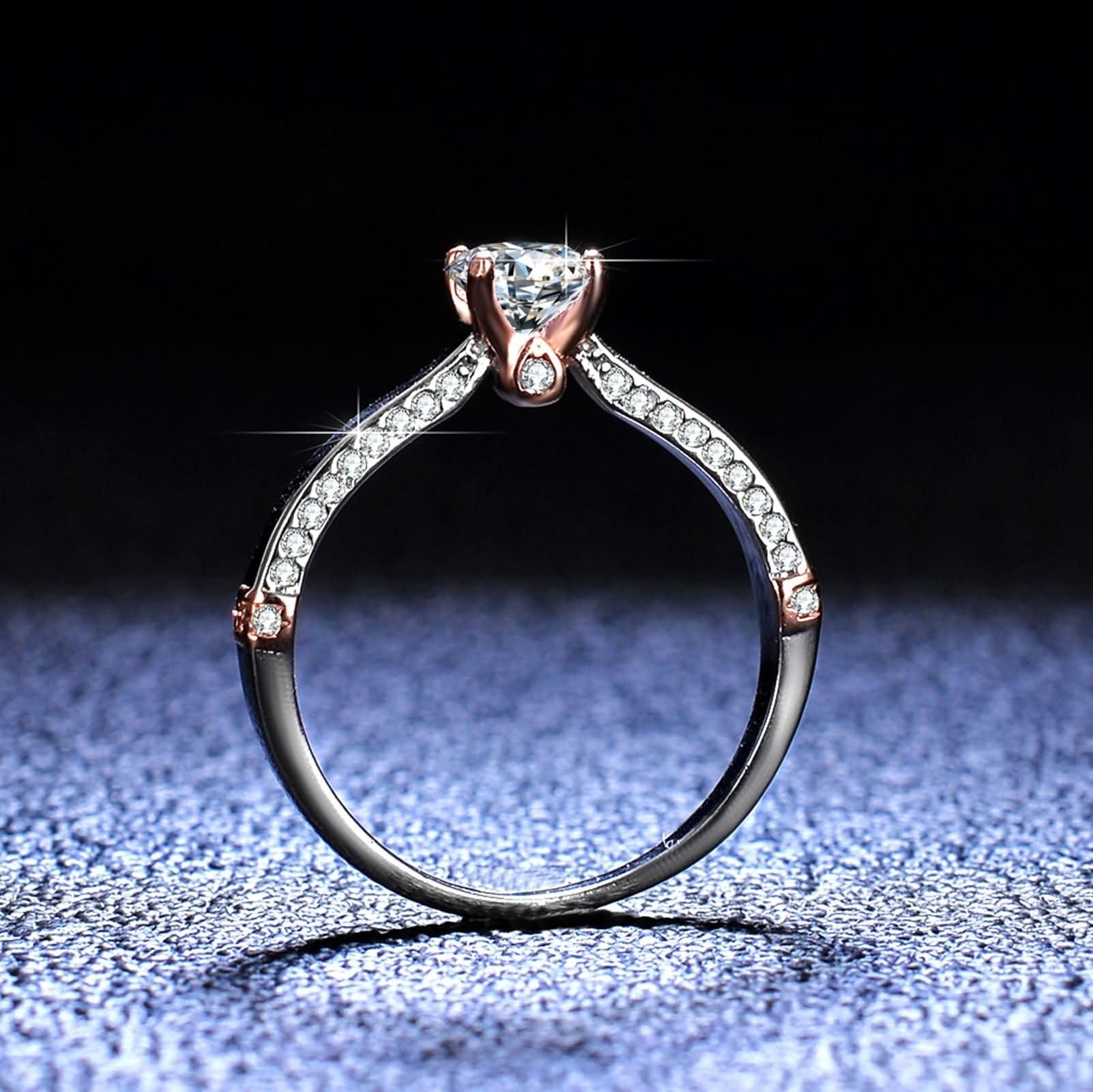 Moissanite pierścionek z białego złota, pierścionek zaręczynowy, pierścionek zaręczynowy z moissanite, 0,5 ct