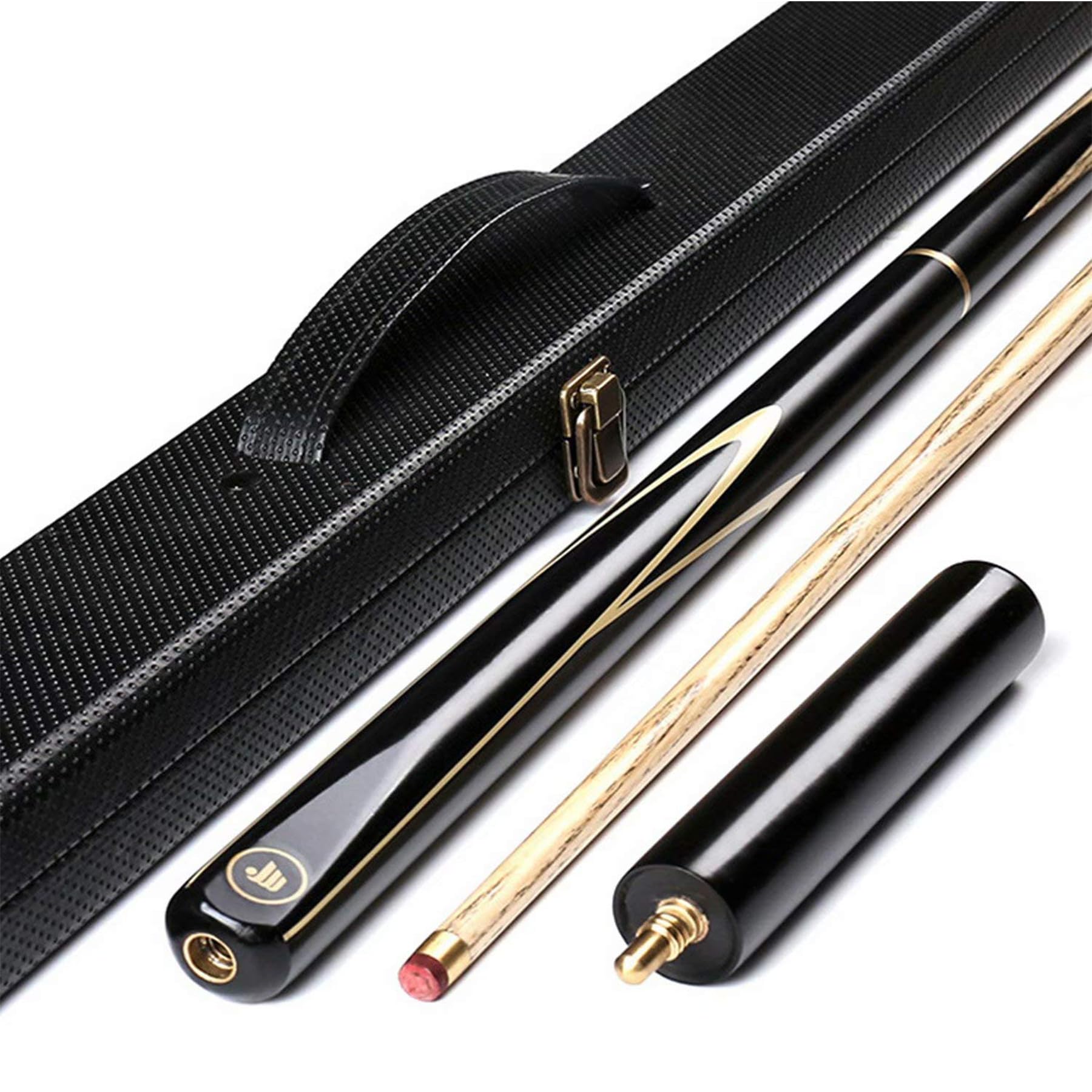 JJYYC Pool Cue and Snooker Cue 3/4 Jointed Snooker Cues with Handmade Ash Shaft 9.7mm Tip 3 Piece Cue with Extension Hard Case or Bag Options Snooker Accessories