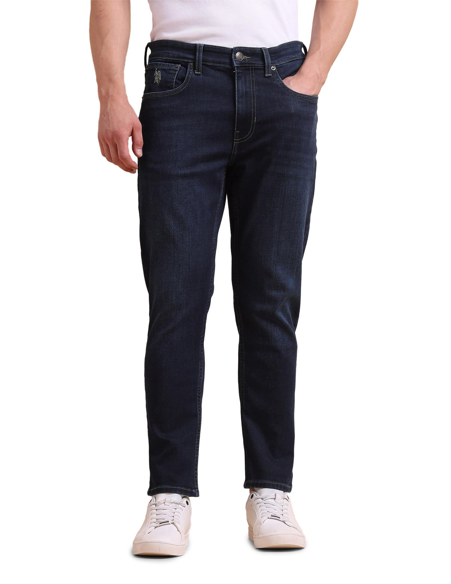 u.s. polo assn. Men's Cole Comfort Cropped Fit Blue Jeans-picture-49