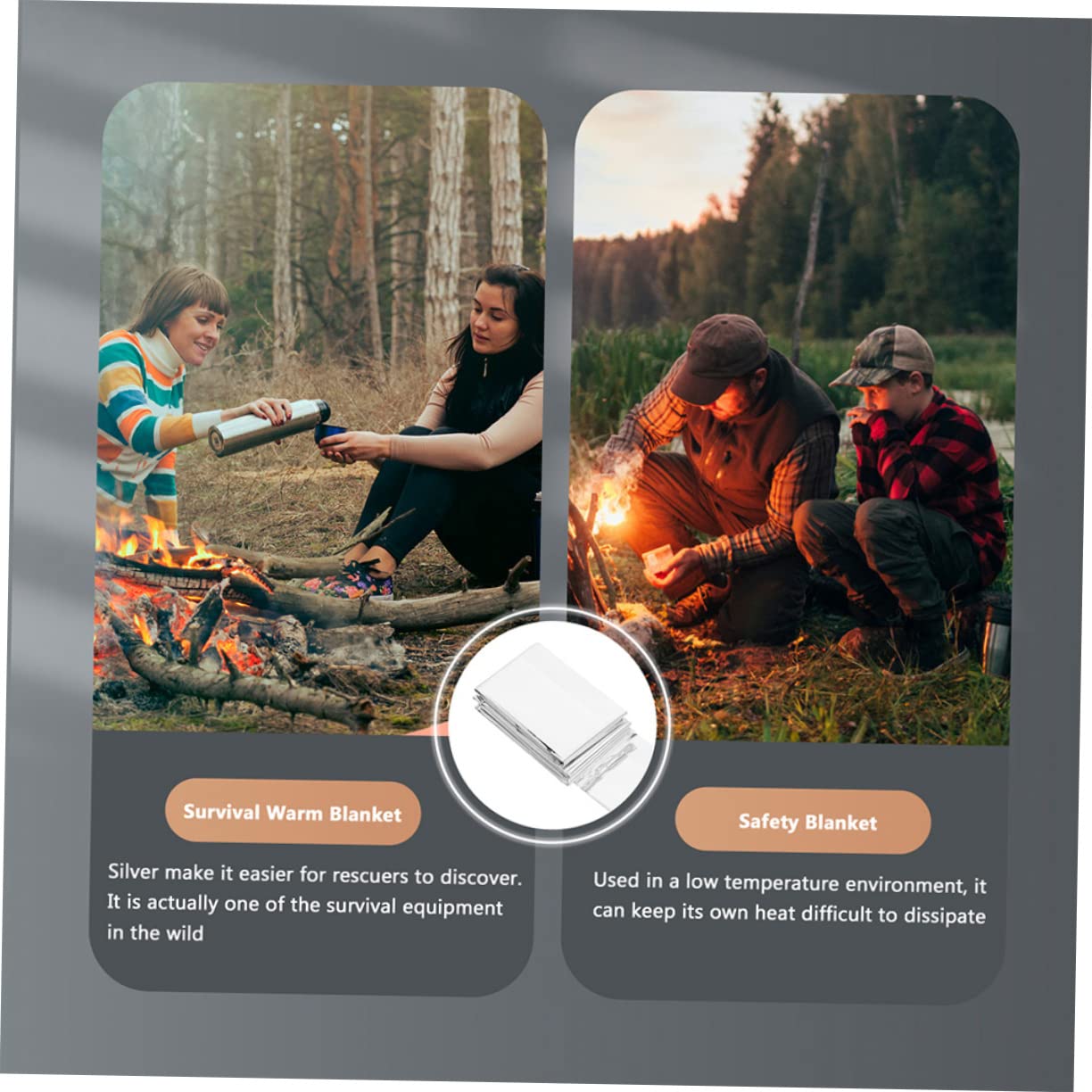 Garneck Outdoor Reflective Film Blanket Emergency Blanket Thermal Camping Covering Sheet for Sun Protection