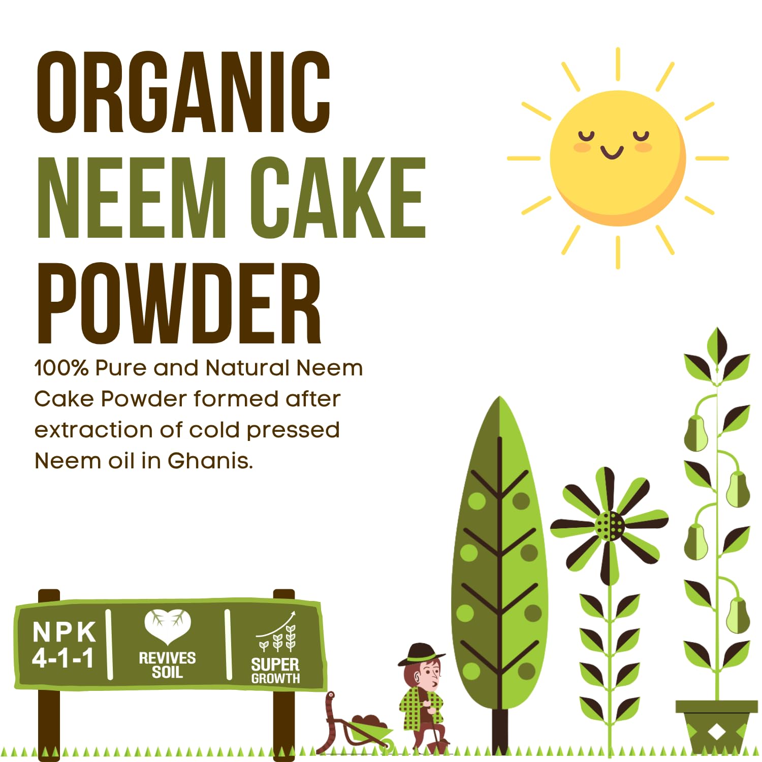 Vasara Neem Cake Powder & Mustard Cake Powder for Plants 2KG Resealable Pack | Organic Fertilizer & Pest Repellent | Ideal for Home & Terrace Garden 2