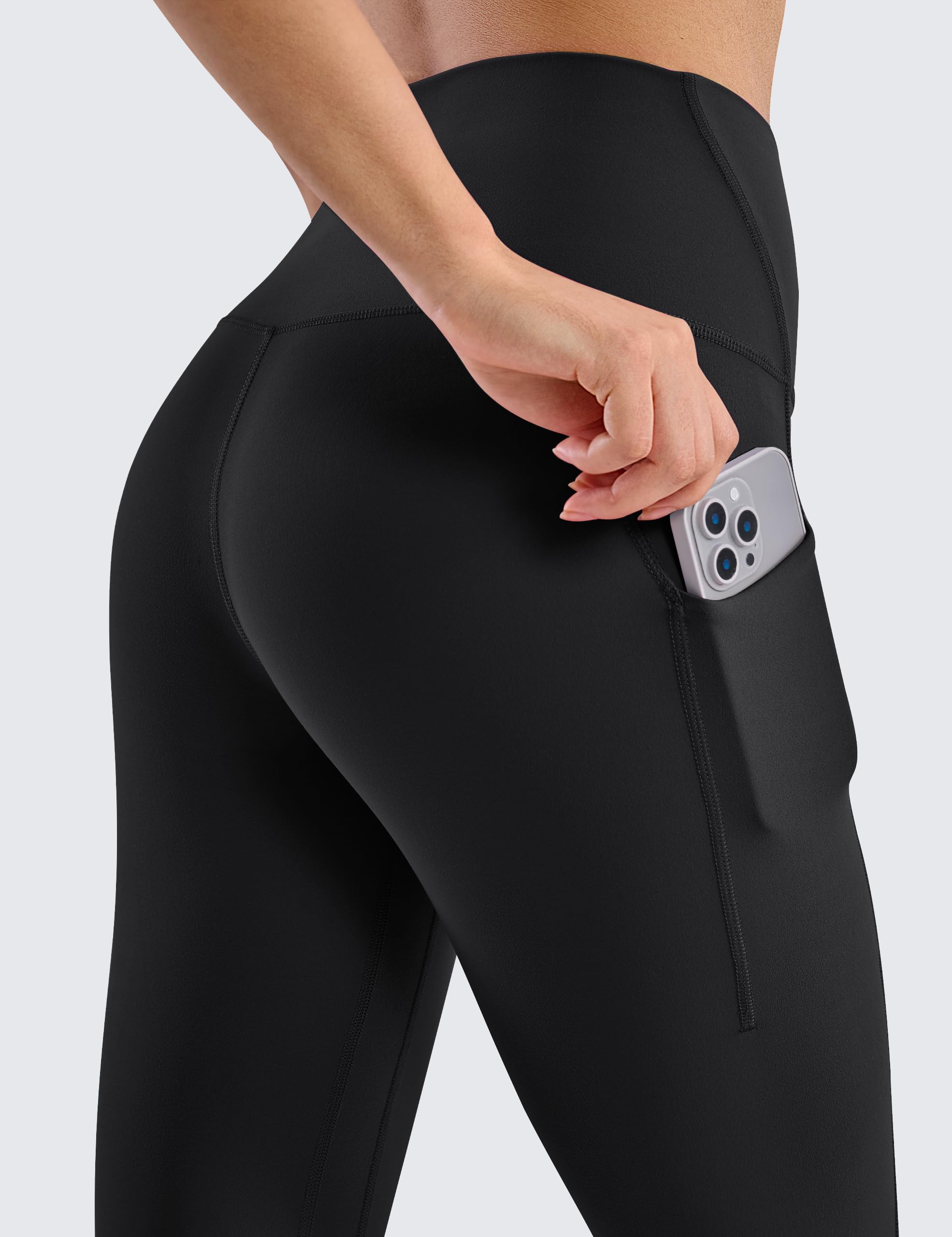 BAYDI Clouduxi - Mallas deportivas para mujer, 64 cm, cintura alta, opacas, pantalones de yoga, pantalones largos con bolsillos