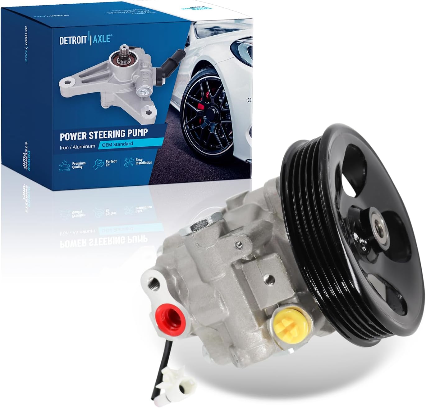 Detroit Axle - Power Steering Pump for 2003-2007 Subaru Forester 2004 2005 2006 Power Steering Pump with Pulley Replacement 96-5330