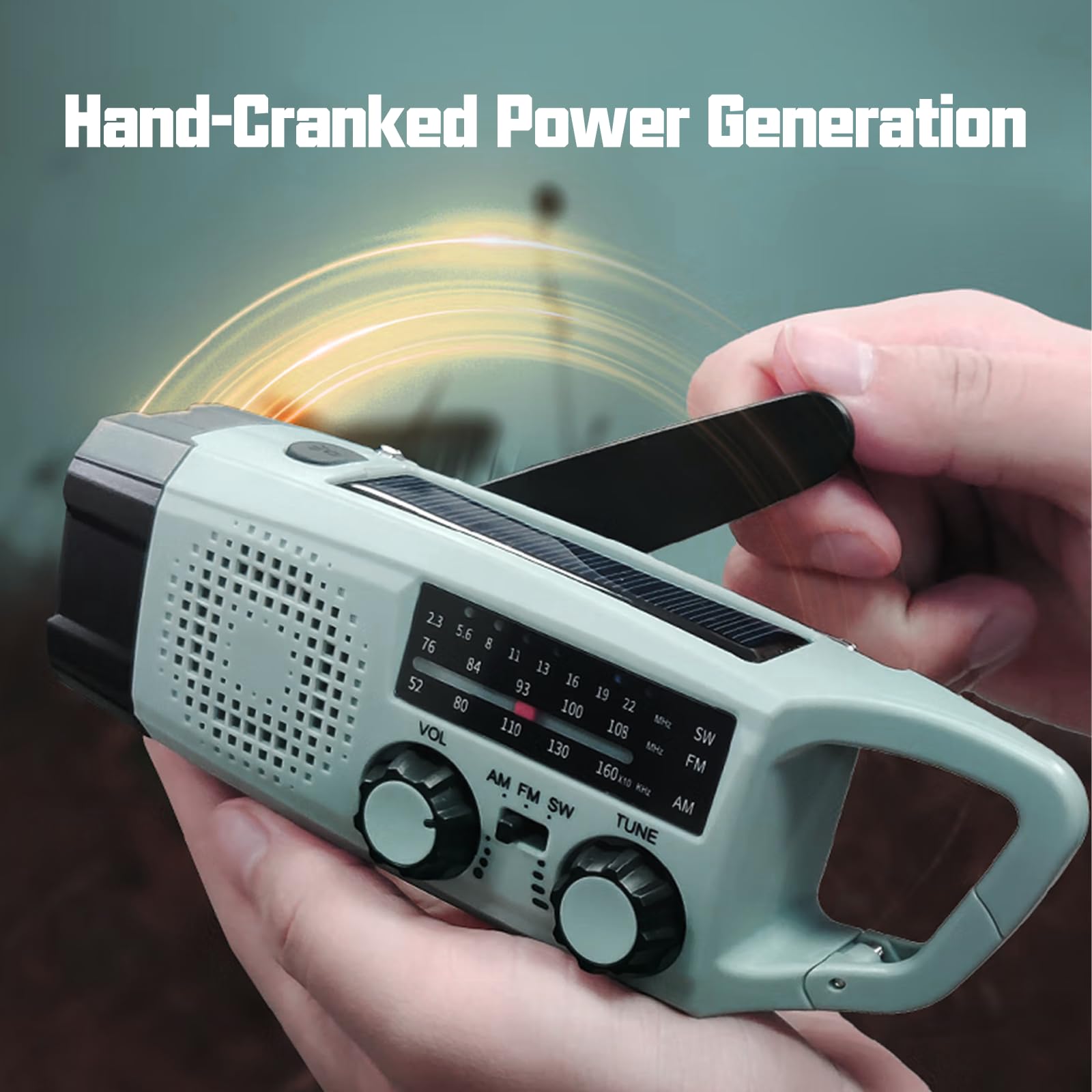 Radio Awaryjne, 2000mAh Radio na Korbkę ładowarka Słoneczna Power Bank Radios USB AM/FM z Alarmem SOS Latarka Małe Radiotelefon Kieszonkowe do Użytku Wewnątrz, Zewnątrz Kempingu