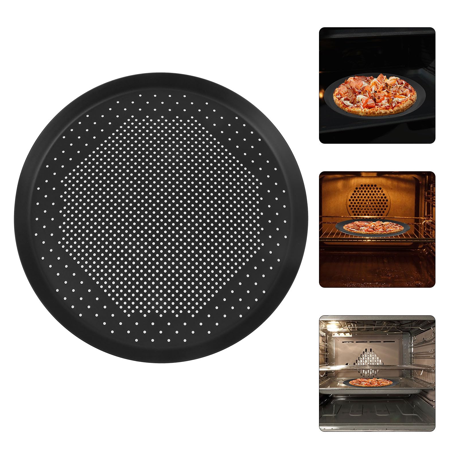 Bandeja Perforada para Hornear Pizza Redonda de 12 Pulgadas, Molde de Aluminio Grueso Resistente al Calor, Utensilio Reutilizable para Horno Profesional y Doméstico
